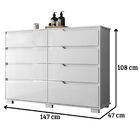 Cômoda Georgia 8 Gavetas Branco Moval