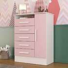 Cômoda Gincana 1 Porta 5 Gavetas Branco/ Rosa - Rodial