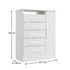 Cômoda Gincana 1 Porta 5 Gavetas Branco - Rodial