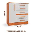 Cômoda Grande 1 Porta 5 Gavetas 90cm Freijó Off White Pepper