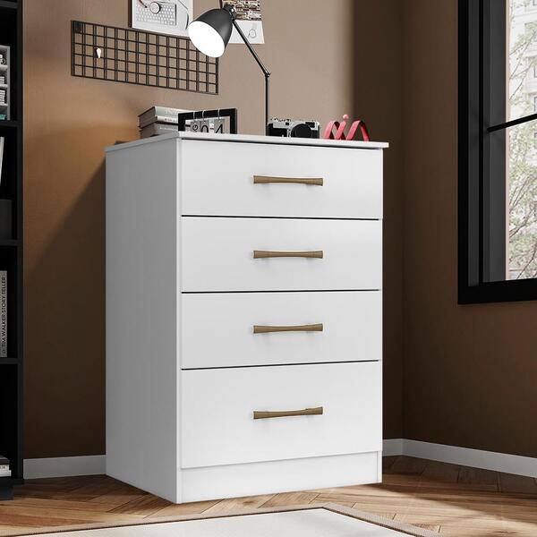 Cômoda Grande 4 Gavetas Branco Lucian Shop Jm