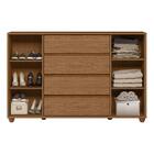 Cômoda Grande 4 Gavetas Espaçosas E 2 Portas Ripadas Evidenza