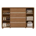 Cômoda Grande 4 Gavetas Espaçosas E 2 Portas Ripadas Evidenza