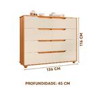 Cômoda Grande 8 Gavetas Carvalho Grife Off White Flex Dinny S