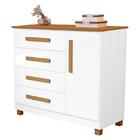 Comoda Grecia Quarto 4 Gavetas 1 Porta E Pés Madeira Maciça