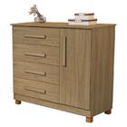 Comoda Grecia Quarto 4 Gavetas 1 Porta E Pés Madeira Maciça