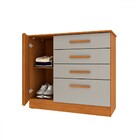 Cômoda Guarani 1 Porta 4 Gavetas Ripado Cinamomo/off White -