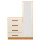 Cômoda Guarda-roupa Caribe 4 Gavetas 1 Porta Com Espelho  Cin