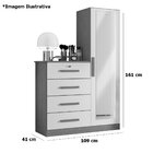 Cômoda Guarda-roupa Caribe 4 Gavetas 1 Porta Com Espelho  Fre