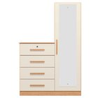 Cômoda Guarda-roupa Caribe 4 Gavetas 1 Porta Com Espelho  Fre