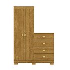 Cômoda Guarda-roupa Cristal 2 Portas 4 Gavetas Nature