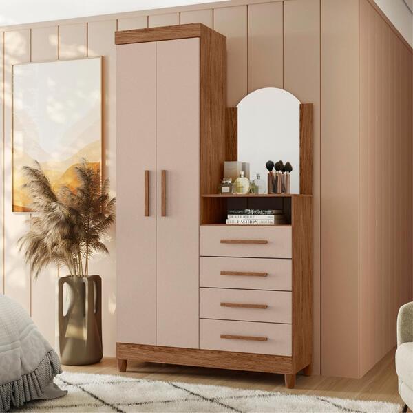 Cômoda Guarda Roupa Londres Avelã/fendi Metalic