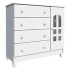 Cômoda Ibiza 4 Gavetas Com Porta - Branco Brilho