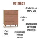 Cômoda Ibiza 5 Gavetas Vila Rica Nature Camarim