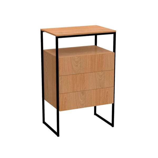 Cômoda Industrial Stanford 3 Gv Preta E Amêndoa