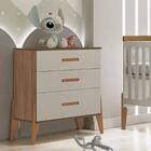 Cômoda Infantil 03 Gavetas 100% Mdf Emilly Carvalho/off White