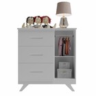 Cômoda Infantil 03 Gavetas E 01 Porta 100% Mdf Maya Branco Ac
