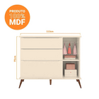 Cômoda Infantil 100% Mdf Com 3 Gavetas E 1 Porta Retrô Melind