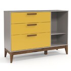 Cômoda Infantil 1 Porta 3 Gavetas Nature Cinza/amarelo/eco Wo