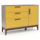 Cômoda Infantil 1 Porta 3 Gavetas Nature Cinza/amarelo/eco Wo