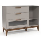 Cômoda Infantil 1 Porta 3 Gavetas Nature Glass Cinza/eco Wood