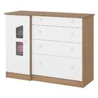 Cômoda Infantil 1 Porta 4 Gaveta Amore Carvalho Branco Qmovi