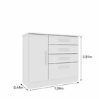 Cômoda Infantil 1 Porta 4 Gavetas 104cm Harmonia Espresso Móv