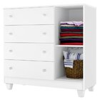 Cômoda Infantil 1 Porta 4 Gavetas 96,5cm Julia  Branco
