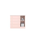 Cômoda Infantil 1 Porta 4 Gavetas Doce Sonho Rosa Acetinado