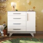 Cômoda Infantil 1 Porta 4 Gavetas Em Mdf Kakau Retrô  Branco