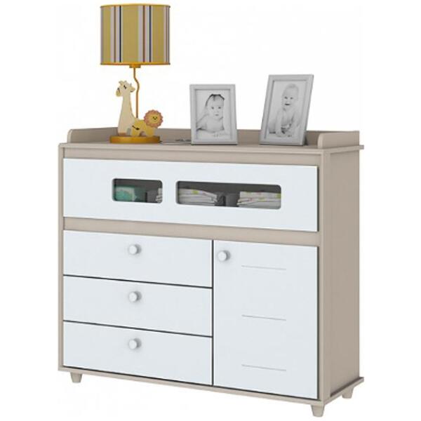 Cômoda Infantil 1 Porta 4 Gavetas Stylo H02 Cristal/branco -