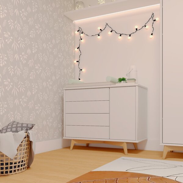 Cômoda Infantil 1 Porta 4 Gavetas Zen Branco