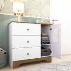 Cômoda Infantil 1 Porta Com Janela Retangulo E 3 Gavetas 100%