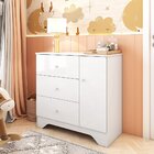 Cômoda Infantil 1 Porta E 3 Gavetas 100% Mdf Cocada Branco Br