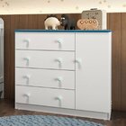 Cômoda Infantil 1 Porta E 4 Gavetas Tatá Yescasa Branco Brilh