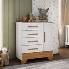 Cômoda Infantil 1 Porta E 4 Gavetas Tic Tac Branco Fosco/natu