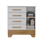 Cômoda Infantil 1 Porta E 4 Gavetas Tic Tac Branco Fosco/natu
