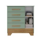 Cômoda Infantil 1 Porta E 4 Gavetas Tic Tac Verde Fosco/nature