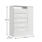 Cômoda Infantil 1 Porta E 5 Gavetas Tic Tac Branco