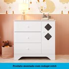 Cômoda Infantil 1 Porta Janelas Losango 3 Gavetas 100% Mdf Co