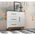 Cômoda Infantil 1 Porta Retrô Vitória Branco Wengue