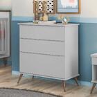 Cômoda Infantil 3 Gavetas 100% Mdf Pés Retrô Mel P04 Cinza