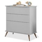 Cômoda Infantil 3 Gavetas 100% Mdf Pés Retrô Mel P04 Cinza