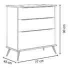 Cômoda Infantil 3 Gavetas 100% Mdf Pés Retrô Mel P04 Cinza