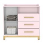 Cômoda Infantil 3 Gavetas 1 Porta Estrela Cadente Henn Rosa C