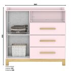 Cômoda Infantil 3 Gavetas 1 Porta Estrela Cadente Henn Rosa C