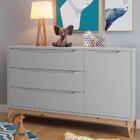 Cômoda Infantil 3 Gavetas 1 Porta Multimóveis Cr40024 Cinza