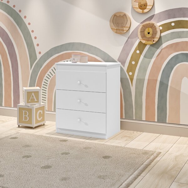 Cômoda Infantil 3 Gavetas Catatau J&a Móveis Branco Flex Color