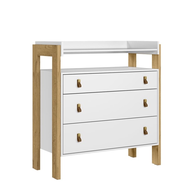 Cômoda Infantil 3 Gavetas Com Nichos Refúgio Branco Acetinado