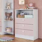 Cômoda Infantil 3 Gavetas E Nicho 1330 Espresso Móveis Branco
